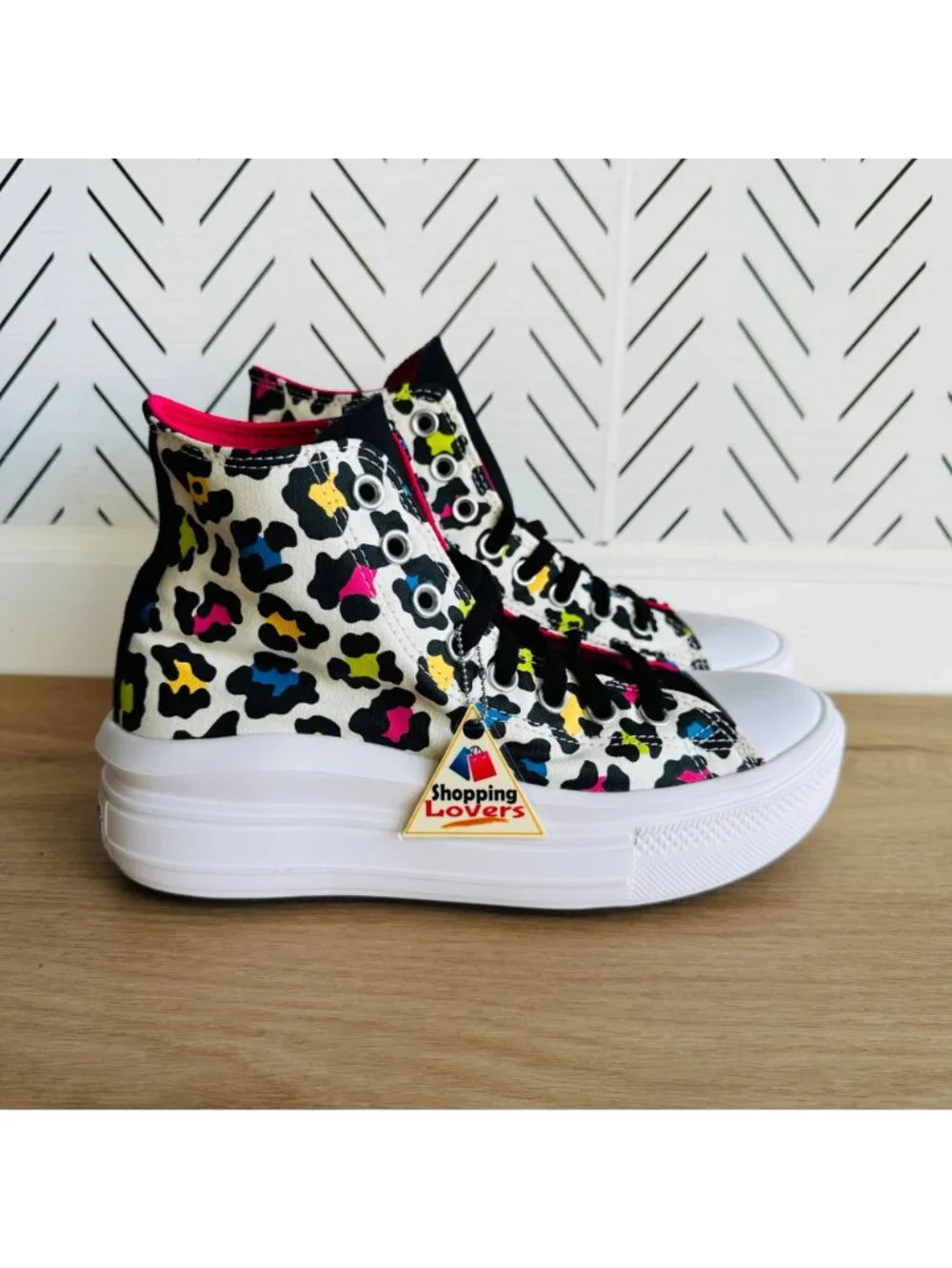 ❤️Converse All Star Ctas Move Hi Kids Shoes 5.5 Platform Leopard Sneaker 272376C